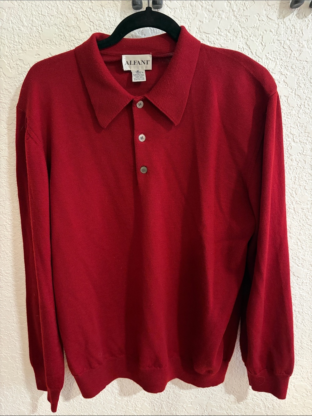 Alfani Men's Deep Red Long-Sleeve Polo Sweater